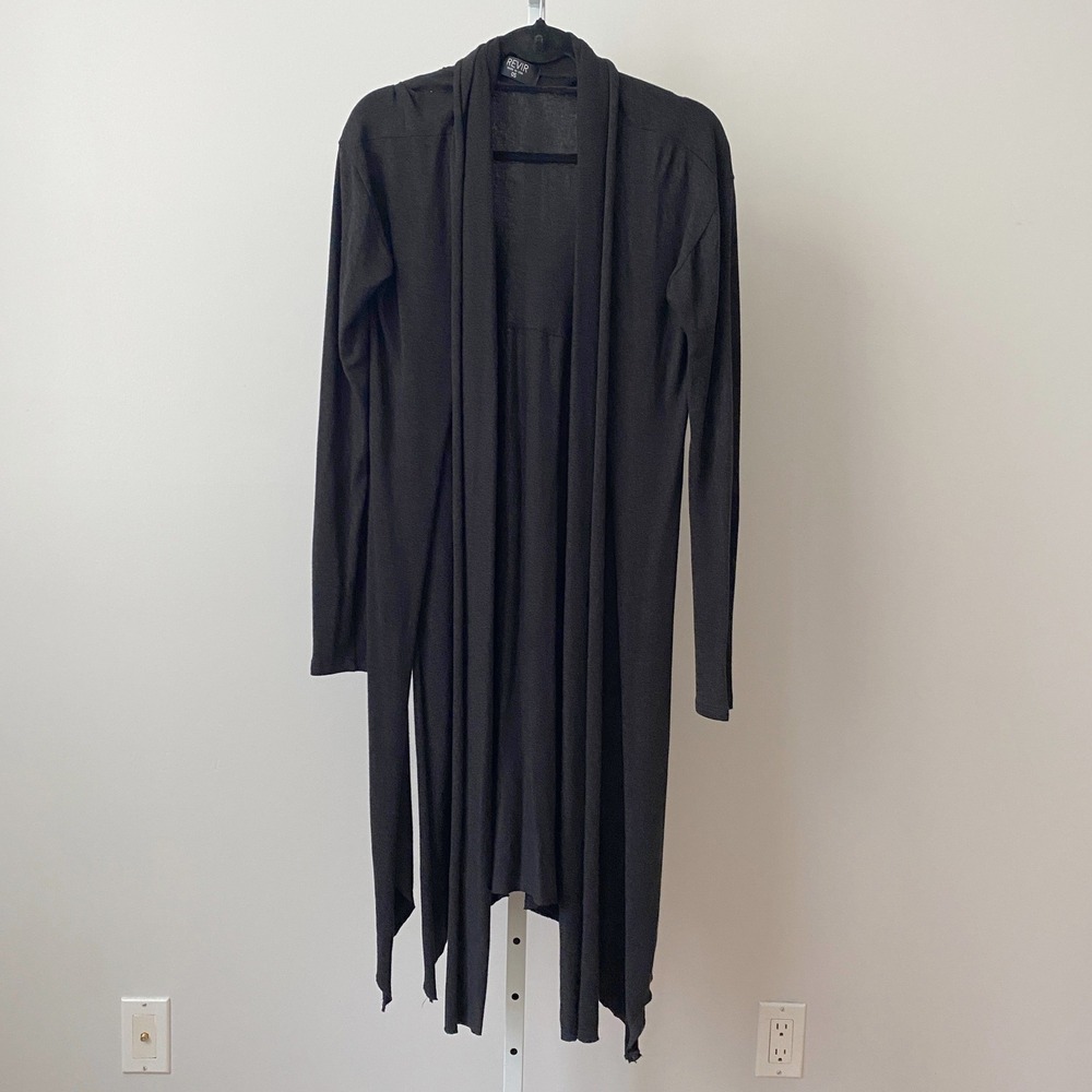 REVIR Cotton Lagenlook Witchy Goth Duster Cardigan OS Black